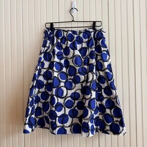Kate Spade New‎ York A-line Midi Geometric Blue White Modern Chic Skirt -Size 6-